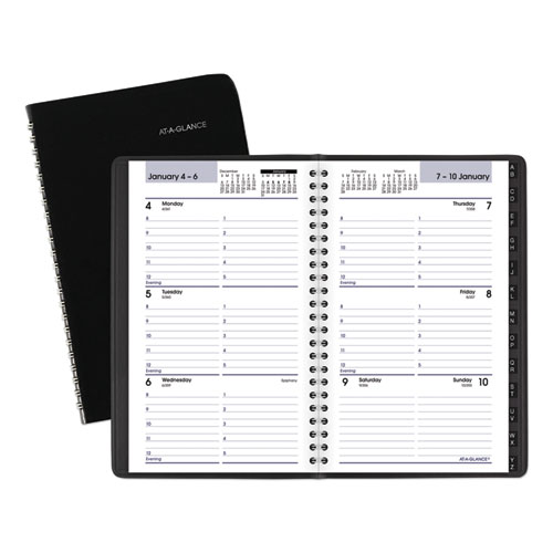 AT-A-GLANCE® Block Format Weekly Appointment Book, 8.5 x 5.5, Black, 2022
