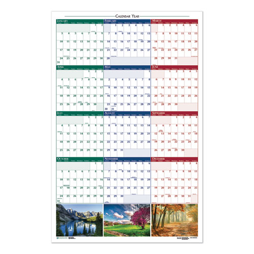 Recycled Earthscapes Nature Scene Reversible Yearly Wall Calendar, 32 x 48, 2022