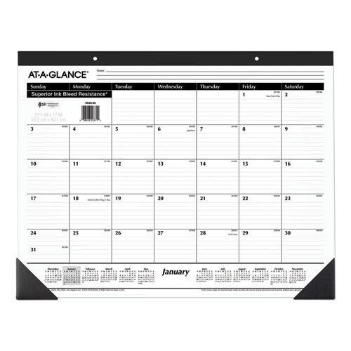 Ruled Desk Pad 22 X 17 White Sheets Black Binding Black Corners 12 