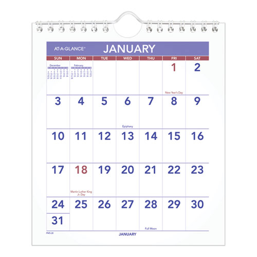 Mini Monthly Wall Calendar with Fold-Out Easel, 7 x 8, White Sheets, 12-Month (Jan to Dec): 2022