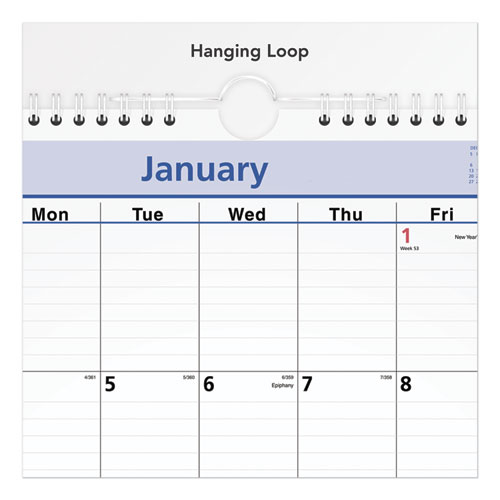 Image of QuickNotes Wall Calendar, 12 x 17, White/Blue/Yellow Sheets, 12-Month (Jan to Dec): 2023