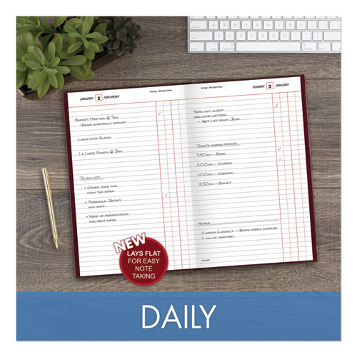 Image of At-A-Glance® Standard Diary Daily Journal, 2024 Edition, Wide/Legal Rule, Red Cover, (210) 12 X 7.75 Sheets