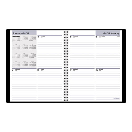 DayMinder Open-Schedule Weekly Appointment Book, 8.75 x 7, Black Cover, 12-Month (Jan to Dec): 2024