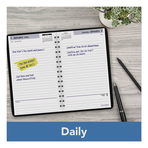 Image of At-A-Glance® Dayminder Daily Appointment Book, 8 X 5, Black Cover, 12-Month (Jan To Dec): 2024