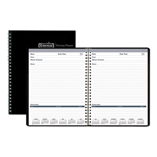 RECYCLED MEETING NOTE PLANNER, 11 X 8.5, BLACK/BLUE, 2021