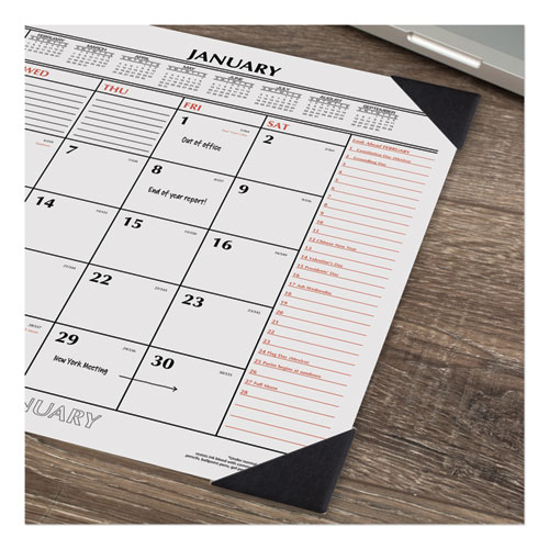Image of At-A-Glance® Two-Color Monthly Desk Pad Calendar, 22 X 17, White Sheets, Black Corners, 12-Month (Jan To Dec): 2024