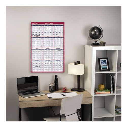 Image of At-A-Glance® Erasable Vertical/Horizontal Wall Planner, 24 X 36, White/Blue/Red Sheets, 12-Month (Jan To Dec): 2024