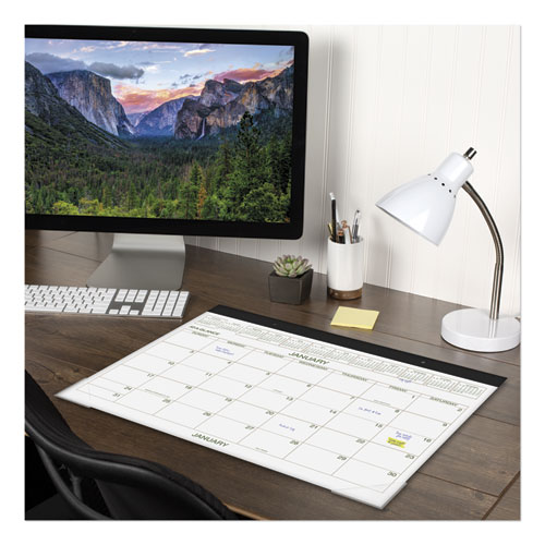 Image of Two-Color Desk Pad, 22 x 17, White Sheets, Black Binding, Clear Corners, 12-Month (Jan to Dec): 2023