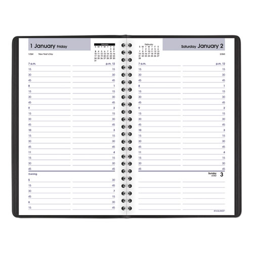 Image of At-A-Glance® Dayminder Daily Appointment Book, 8.5 X 5.5, Black Cover, 12-Month (Jan To Dec): 2024