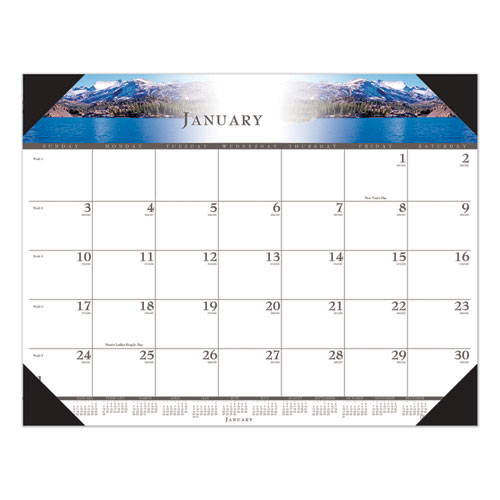 Recycled Full-Color Photo Monthly Desk Pad Calendar, 22 x 17, 2022