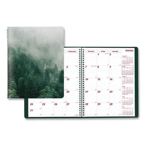 Brownline® Mountains 14-Month Planner, 11 x 8.5, Green/Black/Gray, 2022