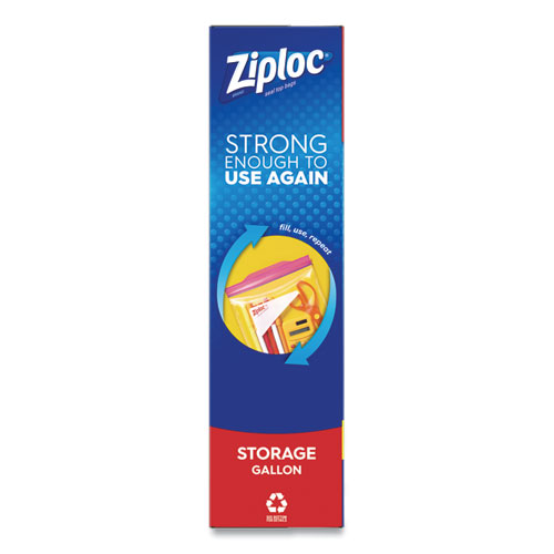 Image of Ziploc® Double Zipper Storage Bags, 1 Gal, 1.75 Mil, 10.56" X 10.75", Clear, 38 Bags/Box, 9 Boxes/Carton