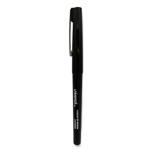 Image of Porous Point Pen, Stick, Medium 0.7 mm, Black Ink, Black Barrel, Dozen