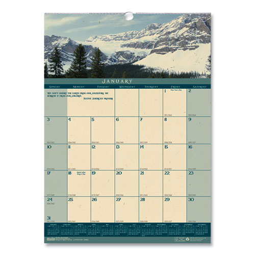 RECYCLED LANDSCAPES MONTHLY WALL CALENDAR, 12 X 16.5, 2021