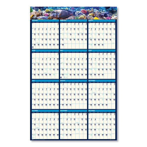 Recycled Earthscapes Sea Life Scenes Reversible Wall Calendar, 24 x 37, 2022
