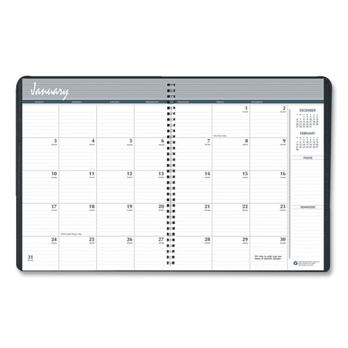 RECYCLED RULED MONTHLY PLANNER WITH EXPENSE LOG, 8.75 X 6.88, BLACK, 2020-2022