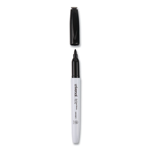 Image of Pen Style Dry Erase Marker, Fine Bullet Tip, Black, Dozen