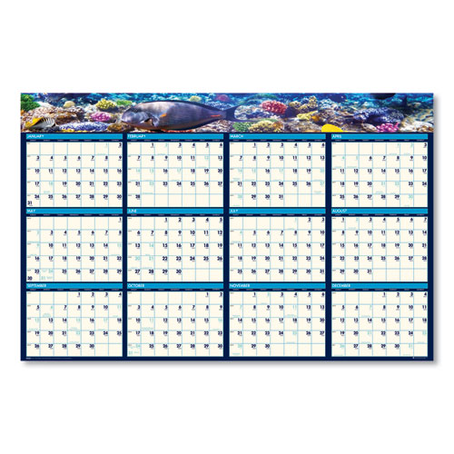 Recycled Earthscapes Sea Life Scenes Reversible Wall Calendar, 24 x 37, 2022