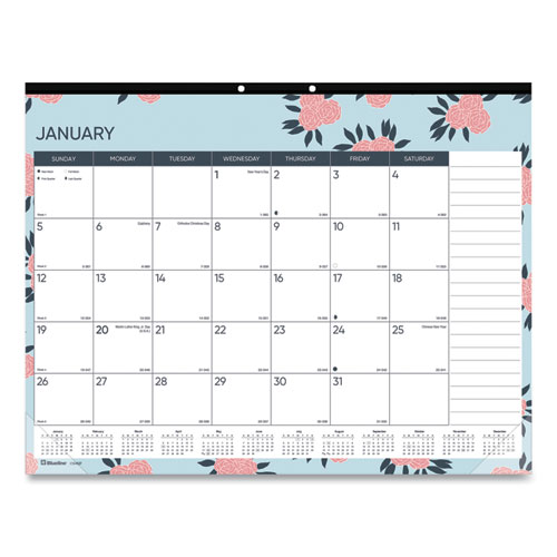 TRENDY MONTHLY DESK PAD, 22 X 17, CORAL FLOWERS, 2021