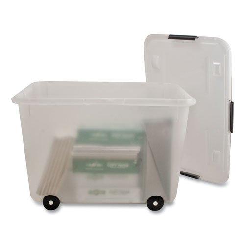 Image of Advantus Rolling 15-Gal. Storage Box, Letter/Legal Files, 23.75" X 15.75" X 15.75", Clear