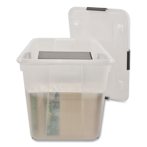 Rolling 15-Gal. Storage Box, Letter/Legal Files, 23.75" x 15.75" x 15.75", Clear