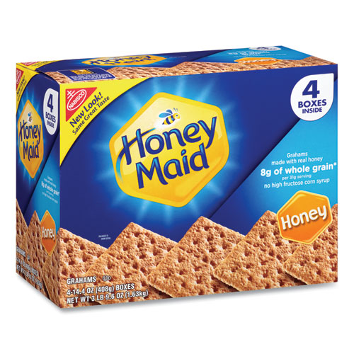 Honey Maid Honey Grahams, 14.4 oz Box, 4 Boxes/Pack, Delivered in 1-4 Business Days