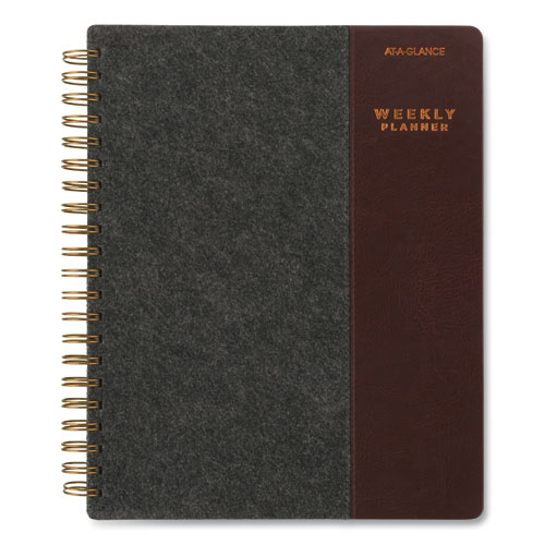 SIGNATURE COLLECTION TWO-TONED WEEKLY/MONTHLY PLANNER, 11 X 8.5, GRAY/BROWN, 2021
