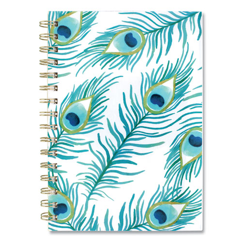 PEACOCK WEEKLY/MONTHLY PLANNER, 8.5 X 5.5, WHITE/GREEN/BLUE, 2021