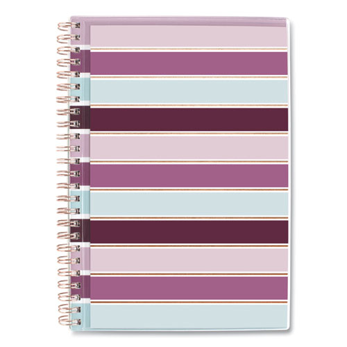 RIBBON WEEKLY/MONTHLY PLANNER, 8.5 X 5.5, BURGUNDY/PINK/BLUE/WHITE STRIPED, 2021