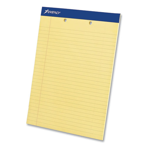 Image of Ampad® Perforated Writing Pads, Wide/Legal Rule, 50 Canary-Yellow 8.5 X 11.75 Sheets, Dozen