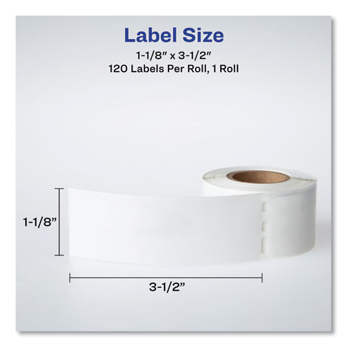Thermal Printer Labels, Thermal Printers, 1.13 x 3.5, Clear, 120/Roll, 1 Roll/Pack