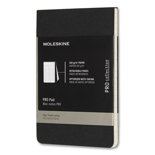 Moleskine® Pro Pad, Meeting-Minutes/Notes Format, Black Cover, 96 Ivory 3.5 X 5.5 Sheets