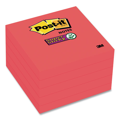 Image of Self-Stick Notes, 3" x 3", Saffron Red, 90 Sheets/Pad, 8 Pads/Pack
