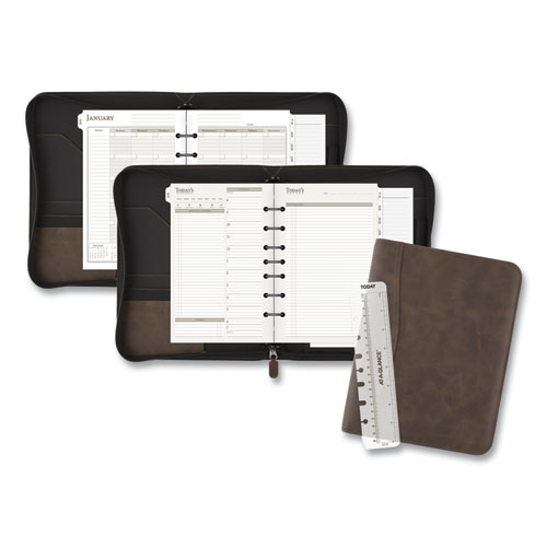 AT-A-GLANCE® Distressed Brown Leather Starter Set, 11 x 8.5, Brown