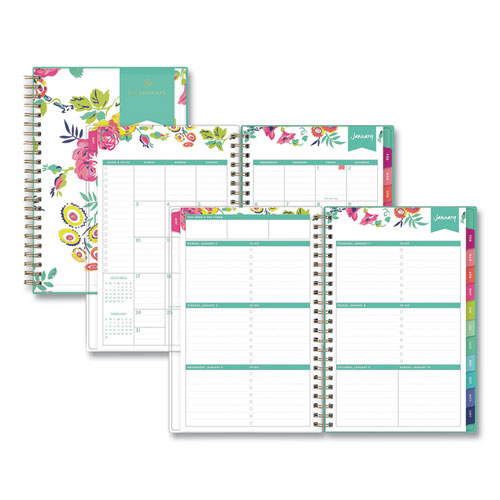 Blue Sky® Day Designer Peyton Create-Your-Own Cover Weekly/Monthly Planner, Floral Artwork, 8 X 5, White, 12-Month (Jan-Dec): 2024