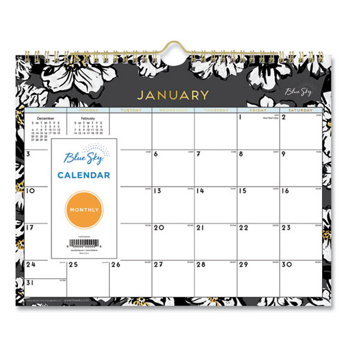 Blue Sky® Baccara Dark Wall Calendar, Baccara Dark Floral Artwork, 11 x 8.75, White/Black Sheets, 12-Month (Jan to Dec): 2024