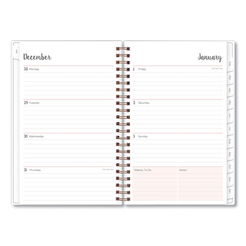 Joselyn Weekly/Monthly Planner, Joselyn Floral Artwork, 8 x 5, Pink/Peach/Black Cover, 12-Month (Jan to Dec): 2024