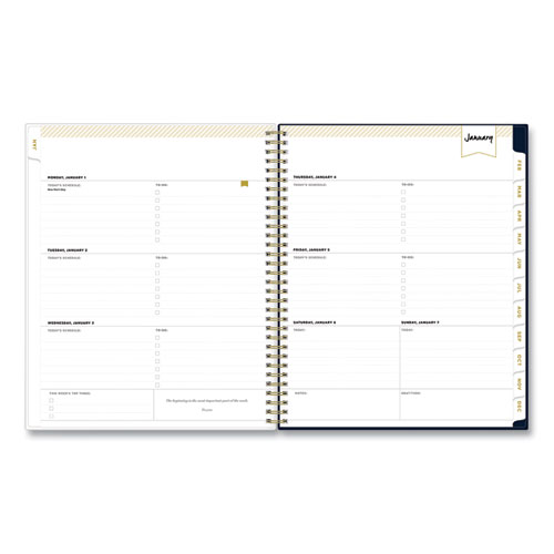 Image of Blue Sky® Day Designer Peyton Create-Your-Own Cover Weekly/Monthly Planner, Floral Artwork, 11 X 8.5, Navy, 12-Month (Jan-Dec): 2024
