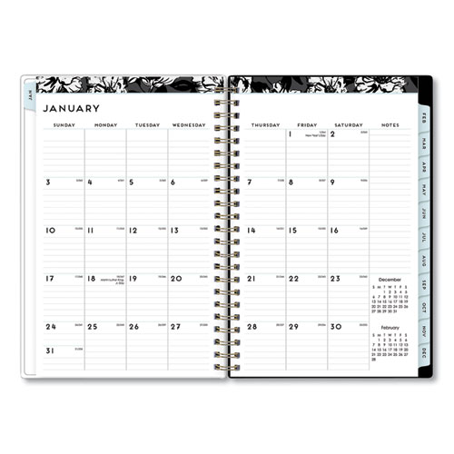 Image of Blue Sky® Baccara Dark Create-Your-Own Cover Weekly/Monthly Planner, Floral, 8 X 5, Gray/Black/Gold Cover, 12-Month (Jan-Dec): 2024