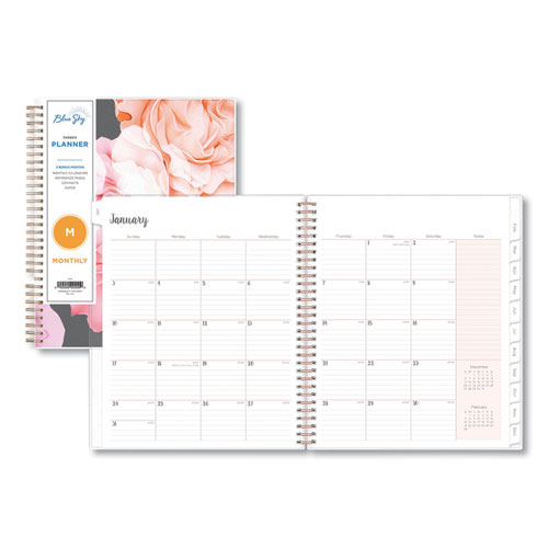 Blue Sky® Joselyn Monthly Wirebound Planner, 10 x 8, Light Pink/Peach/Black, 2022