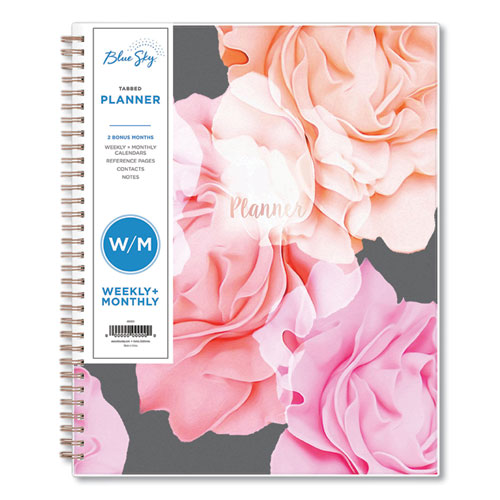 Image of Blue Sky® Joselyn Weekly/Monthly Planner, Joselyn Floral Artwork, 11 X 8.5, Pink/Peach/Black Cover, 12-Month (Jan To Dec): 2024