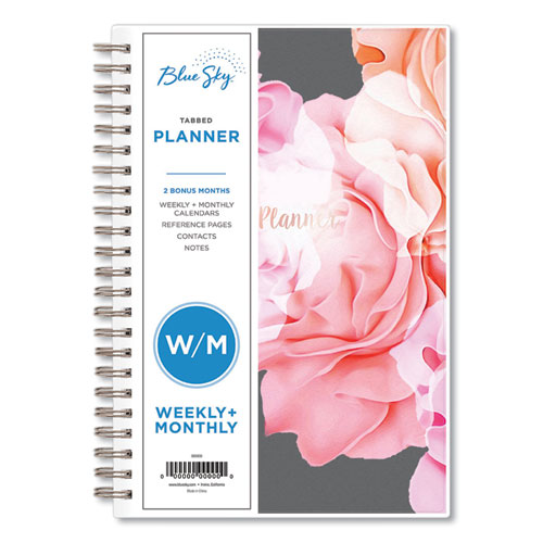 Image of Blue Sky® Joselyn Weekly/Monthly Planner, Joselyn Floral Artwork, 8 X 5, Pink/Peach/Black Cover, 12-Month (Jan To Dec): 2024