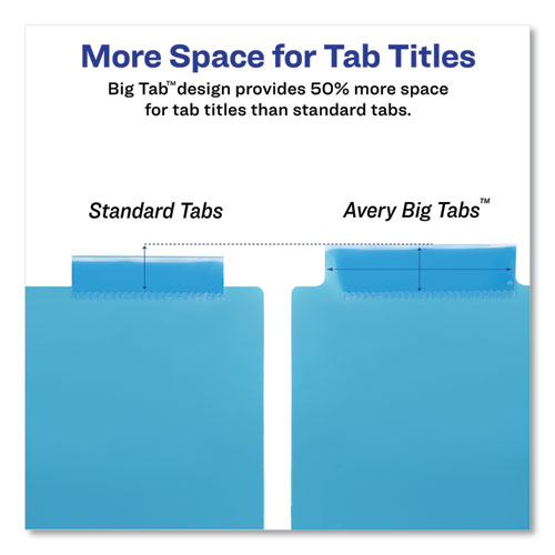 Big Tab Insertable Two-Pocket Plastic Dividers, 8-Tab, 11.13 x 9.25, Assorted, 1 Set