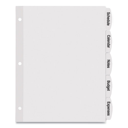 Big Tab Printable White Label Tab Dividers, 5-Tab, 11 x 8.5, White, 4 Sets