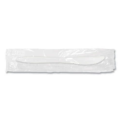 Image of Individually Wrapped Mediumweight Cutlery, Knives, White, 1,000/Carton