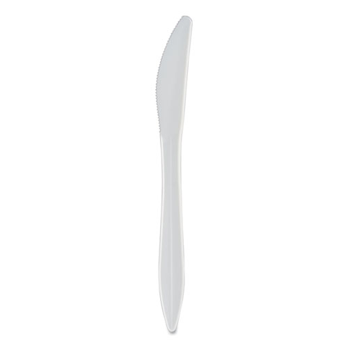 Mediumweight Polypropylene Cutlery, Knife, White, 1,000/Carton