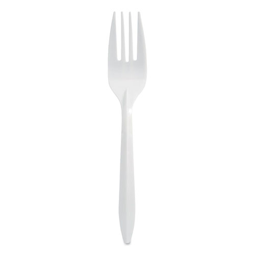 Berkley Square Mediumweight Polypropylene Cutlery, Fork, White, 1,000/Carton
