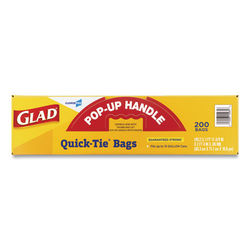 Image of Glad® Tall Kitchen Quick-Tie Bags, 13 Gal, 0.66 Mil, 23.75" X 28", White, 200/Box