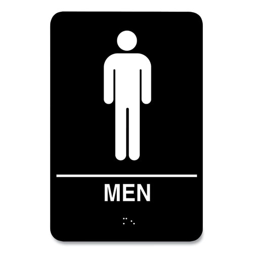 Image of Indoor Restroom Door Sign, Men/Women, 5.9 x 9, Black/White, 2/Pack