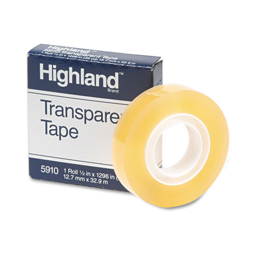Image of Transparent Tape, 1" Core, 0.5" x 36 yds, Clear